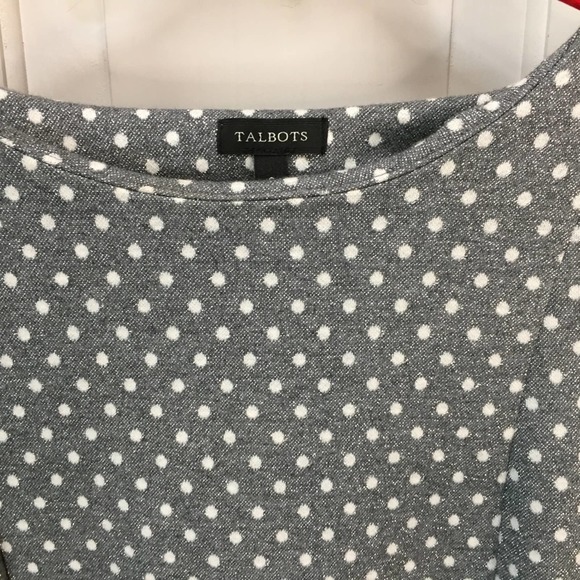 Talbots Gray & White Polka Dot Top w/ Silver Metallic Sparkle - Picture 8 of 16